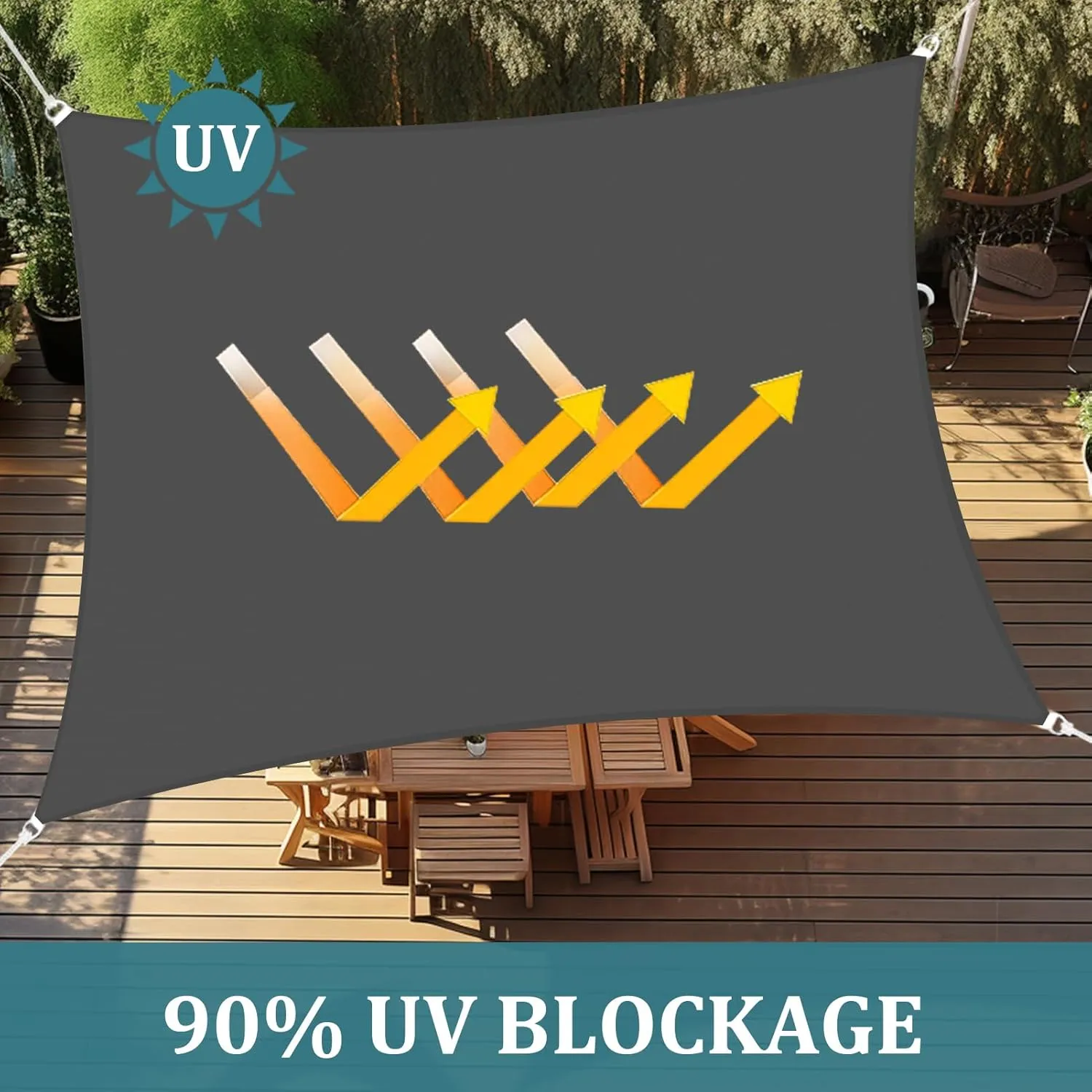 Shade&Beyond Waterproof Sun Shade Sail 12'x16' Rectangular Dark Grey Shade Sail, UV Block Sun Shades Outdoor, Shade Canopy for Garden Patio Backyard Lawn Deck