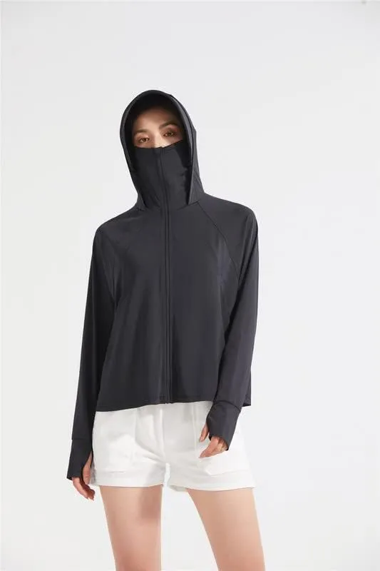 Shanghai Story Fishing Hunting Clothing For Women UPF 50  UV Sun Protection Long Sleeve Jacket Hoodie with Face Mask