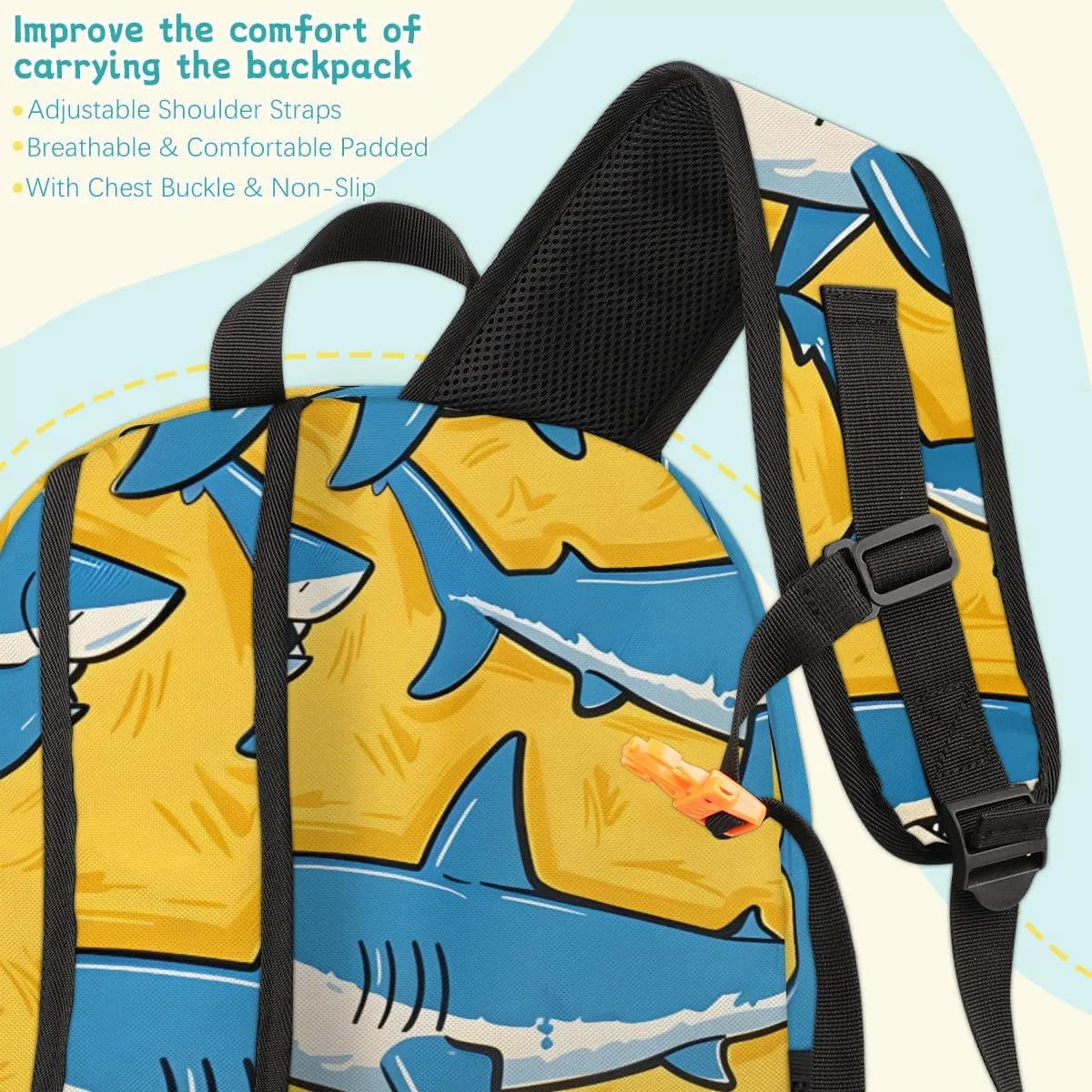 Sharks Carry on Travel Backpack for Women Men Water resistant Lightweight Rucksack Backpack for Weekender Casual Work Hiking Funny Shark