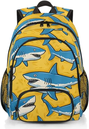 Sharks Carry on Travel Backpack for Women Men Water resistant Lightweight Rucksack Backpack for Weekender Casual Work Hiking Funny Shark