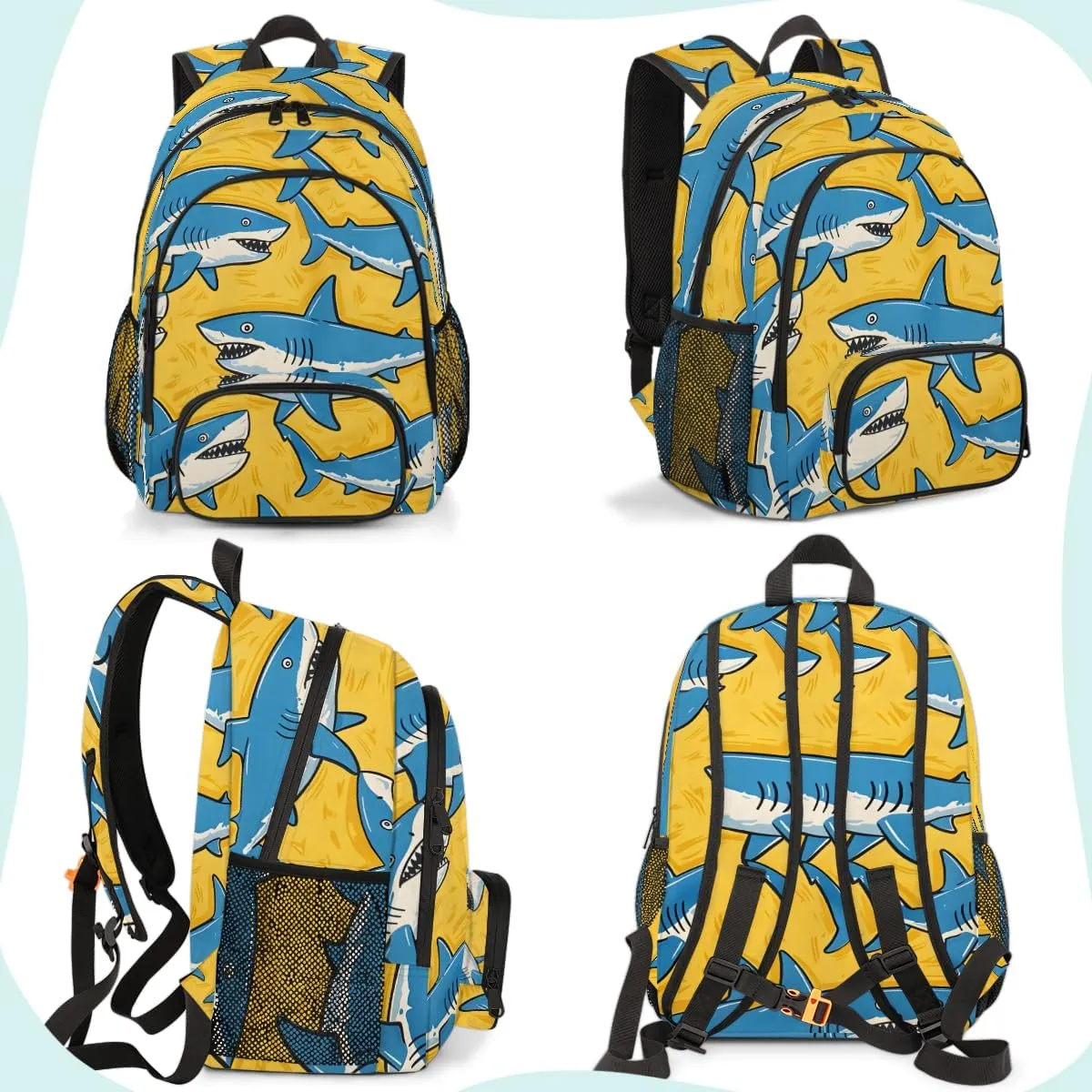 Sharks Carry on Travel Backpack for Women Men Water resistant Lightweight Rucksack Backpack for Weekender Casual Work Hiking Funny Shark