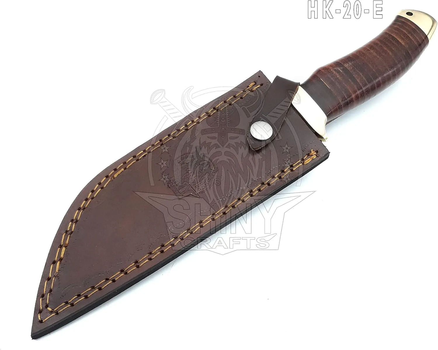 SHINY CRAFTS | 13" Large Handmade Forged Razorback Knife, Fixed Blade Knife, Full Tang Bowie Knife, Hunting Knife, Camping Knife, Knife with Premium Leather Sheath (HK-20-E)