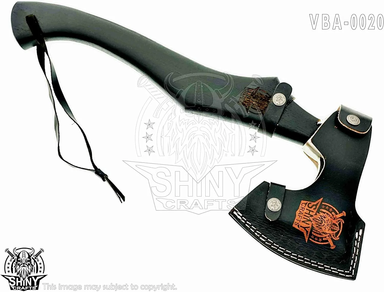 SHINY CRAFTS-Axes Handmade Viking Axe Hatchet Norse Axe-Carbon Steel Head and Golden Flying Eagle Design, Ash Wood Handle Viking Gifts for Men with Premium Quality Leather Sheath (SCA 20)