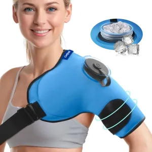Shoulder Ice Bag Rotator Cuff Cold Therapy, Portable Travel Ice Pack with 2 Hours Long Lasting Cold, Refillable Ice Water Bag Instant Relief for Injuries, Swelling, Tendonitis, Surgery