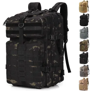 ShowyLive 3P Tactical Backpack Military Rucksack - 45L Large Hiking Backpack Waterproof, Durable Camping Backpack for Men Women, Travel Outdoor Sports Bug Out Bag (Black CP)