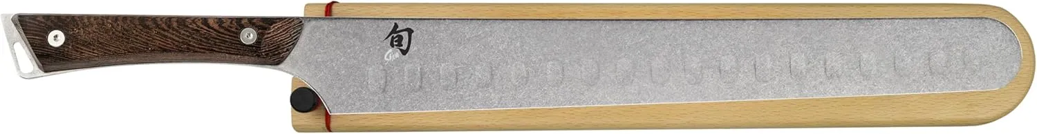 Shun Kanso 12" Hollow Ground Brisket Knife, Handcrafted Japanese Meat Slicing Knife with Wooden Saya Sheath, AUS10A Stainless Steel Blade, Tagayasan Handle