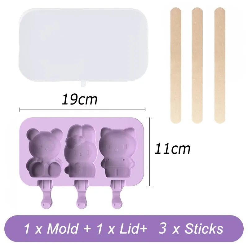Silicone Cartoon Ice Cream Popsicle Molds - Durable, Easy-to-Use