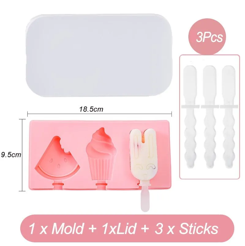 Silicone Cartoon Ice Cream Popsicle Molds - Durable, Easy-to-Use