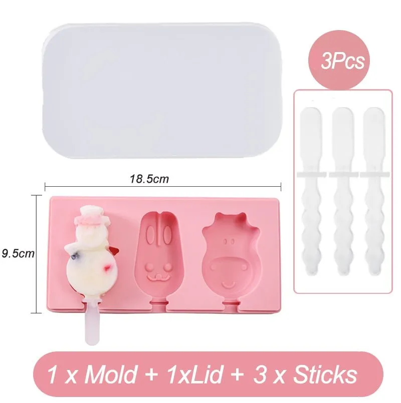 Silicone Cartoon Ice Cream Popsicle Molds - Durable, Easy-to-Use