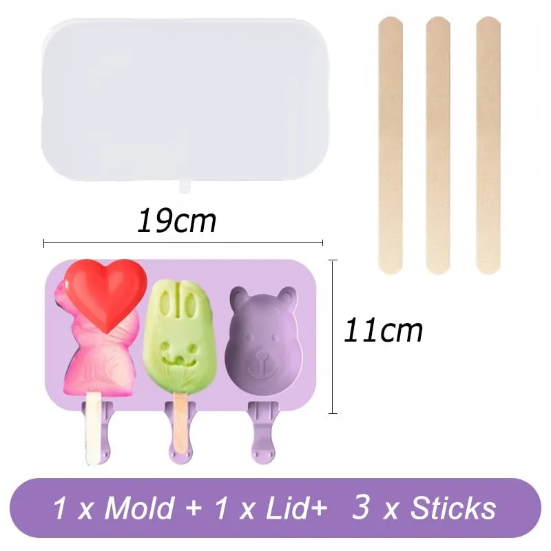 Silicone Cartoon Ice Cream Popsicle Molds - Durable, Easy-to-Use
