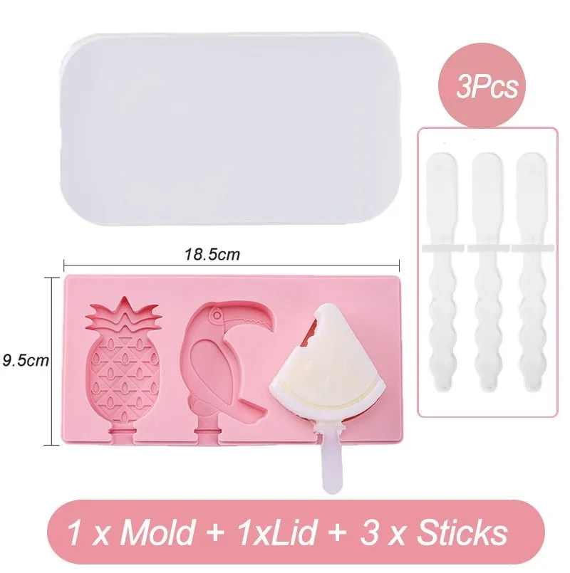 Silicone Cartoon Ice Cream Popsicle Molds - Durable, Easy-to-Use