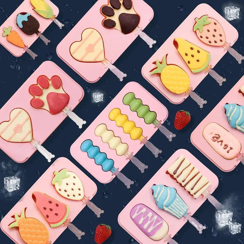 Silicone Cartoon Ice Cream Popsicle Molds - Durable, Easy-to-Use