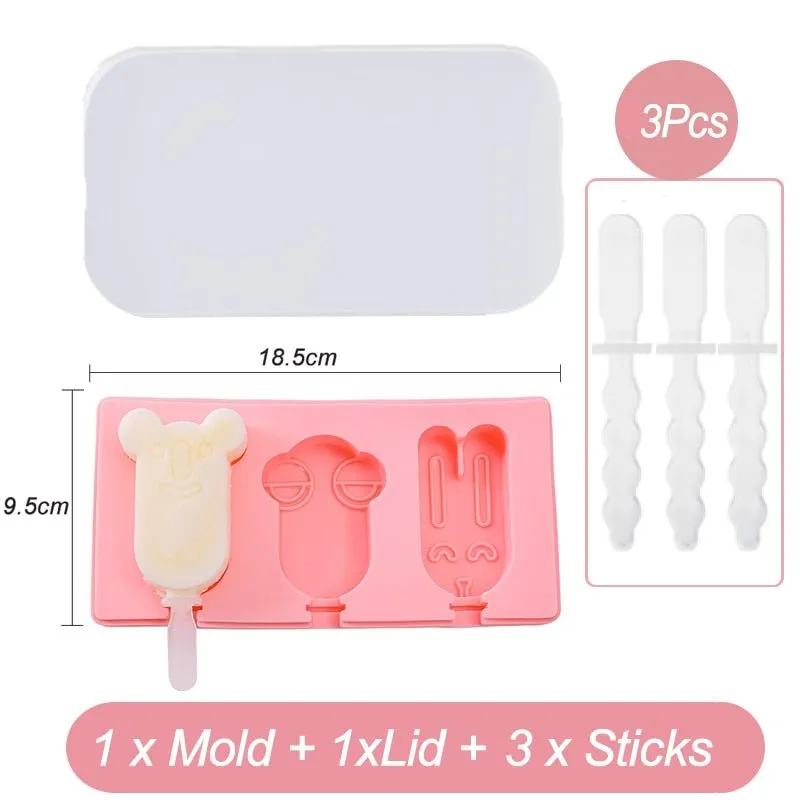 Silicone Cartoon Ice Cream Popsicle Molds - Durable, Easy-to-Use