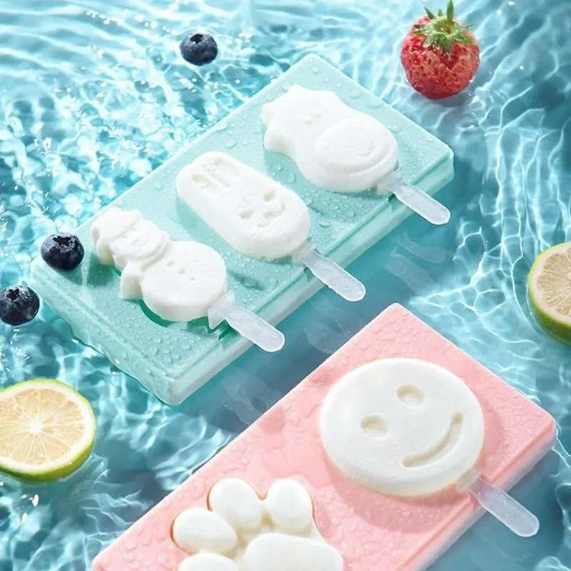 Silicone Cartoon Ice Cream Popsicle Molds - Durable, Easy-to-Use