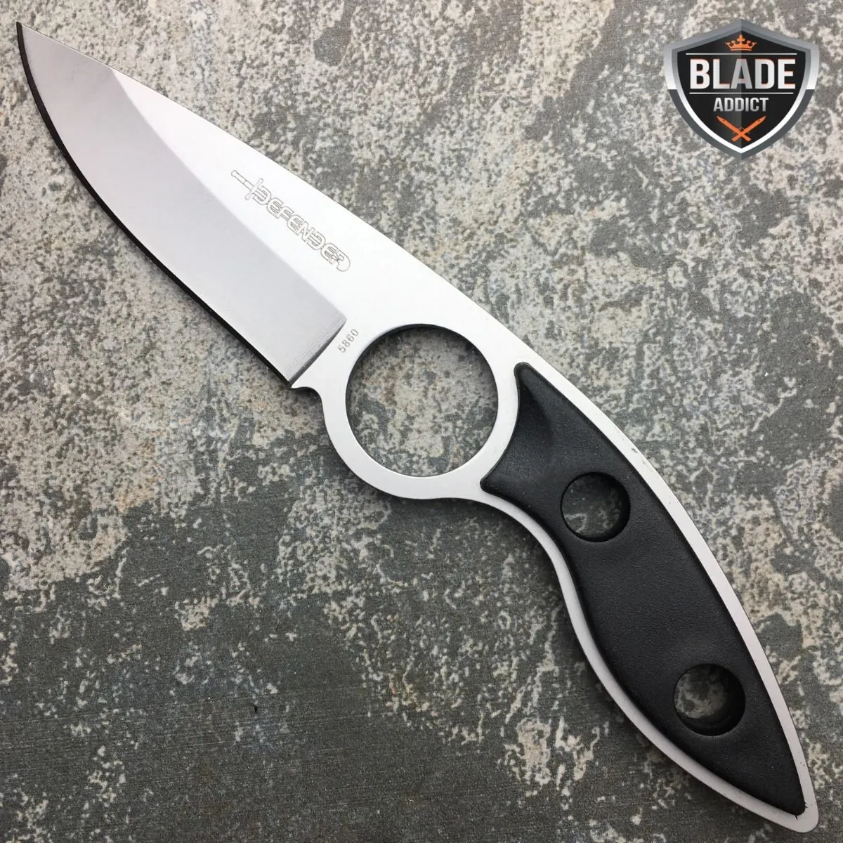 SILVER MILITARY TACTICAL COMBAT FIXED BLADE BOOT NECK KNIFE CAMPING w/ SHEATH