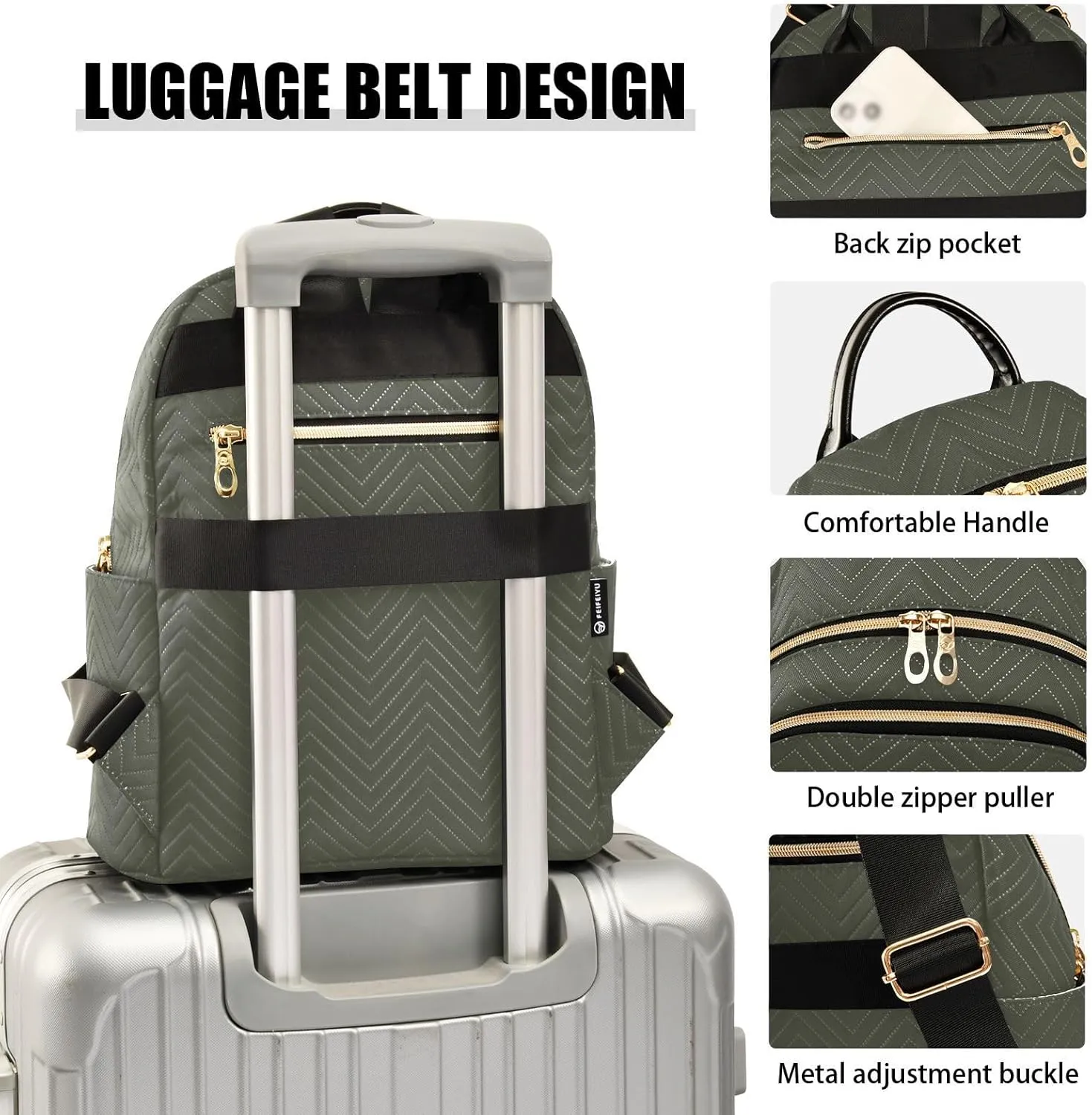 Sinestour Army Green Backpack Purse Lightweight Shoulder Bag Fashion Travel Backpack Handbags for Women Work Ladies Teenage