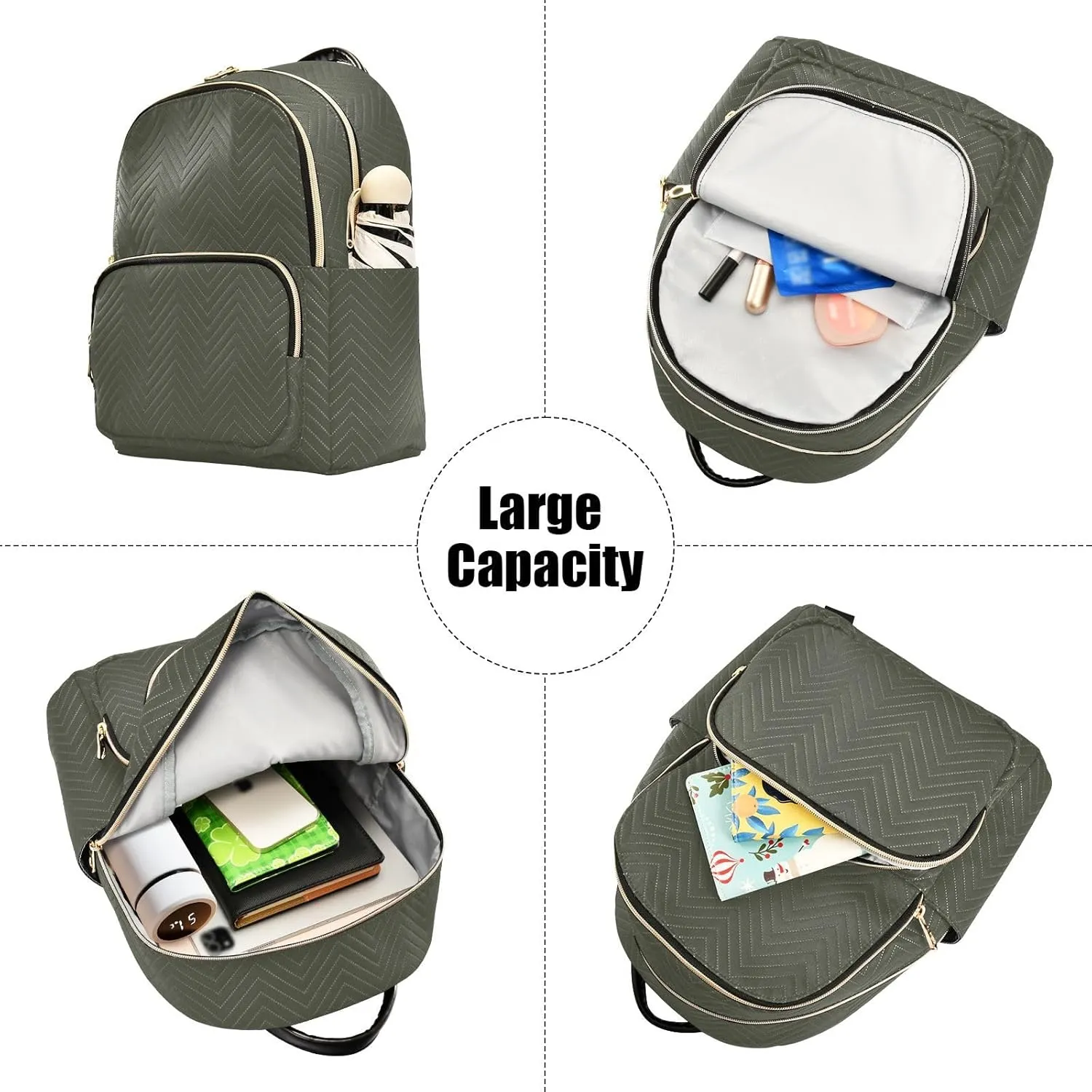 Sinestour Army Green Backpack Purse Lightweight Shoulder Bag Fashion Travel Backpack Handbags for Women Work Ladies Teenage