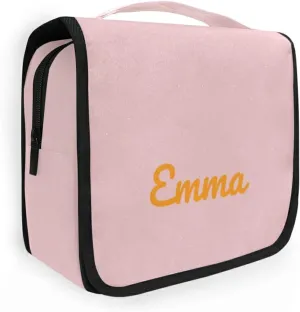 Sinestour Personalized Hanging Travel Toiletry Bag Cosmetic Makeup Bag Pouch Organizer for Women and Girls Waterproof Bright Pink