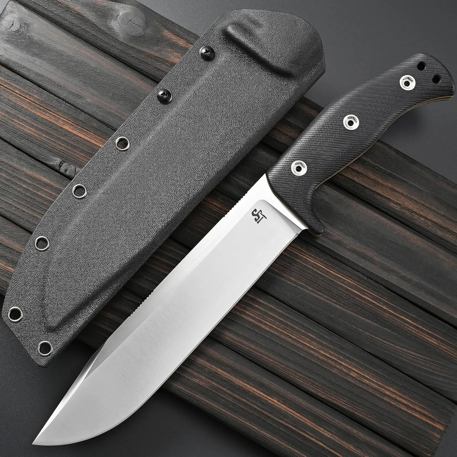 Sitivien ST12 Plus Fixed Blade Knife Sleipner Brushed Steel Blade G10 Handle Full Tang EDC Straight Knife for Camping Hunting Fishing(Silver)