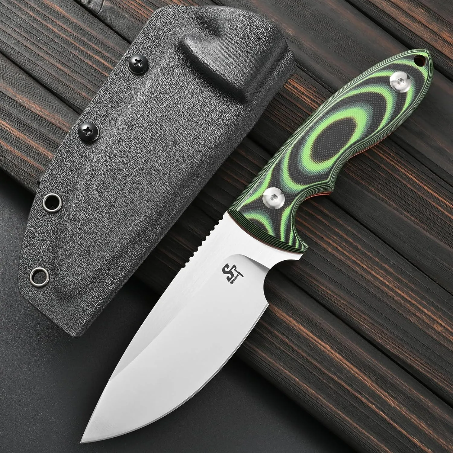 Sitivien ST24 Fixed Blade Knife, AUS-8 Brushed Steel Blade,Double Color G10 Handle Full Tang EDC Fixed Knifes for Outdoor Working Camping Hunting Fishing(Silver)