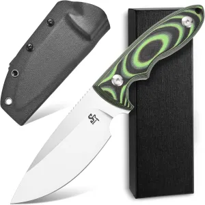 Sitivien ST24 Fixed Blade Knife, AUS-8 Brushed Steel Blade,Double Color G10 Handle Full Tang EDC Fixed Knifes for Outdoor Working Camping Hunting Fishing(Silver)