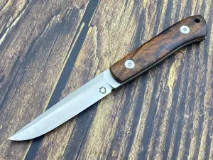 SixLeaf SL-42-Wood Micro Mini Fixed Blade Knife M390 Steel Desert Ironwood handle Belt Sheath EDC Little Tool