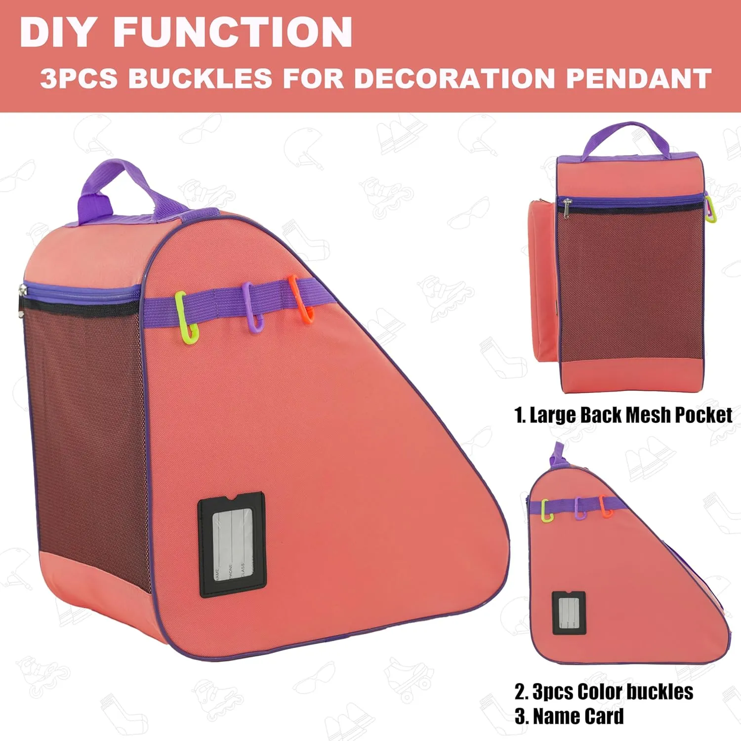 Skate Bag for Ice, Inline, Roller & Quad Skates - Kids & Adults