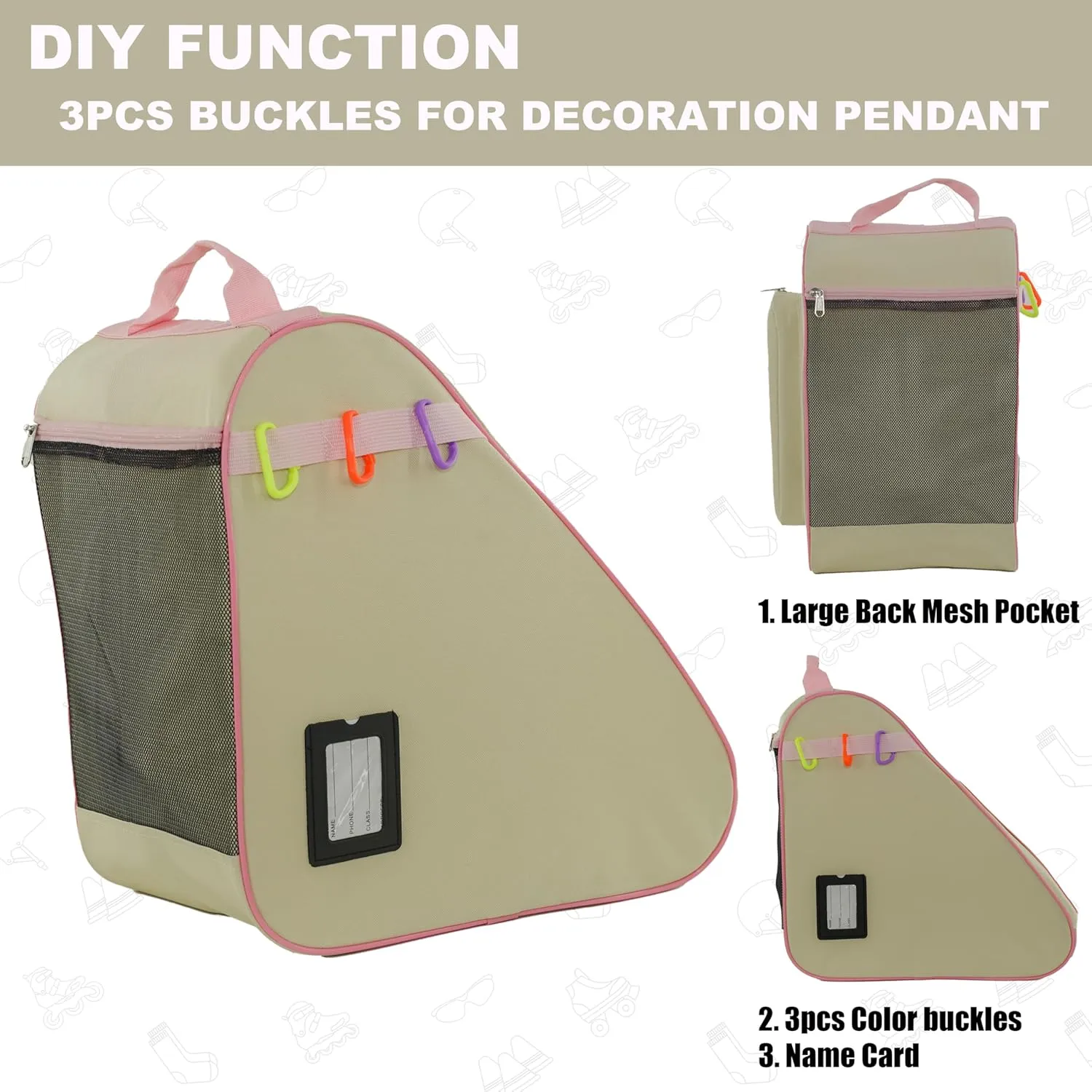 Skate Bag for Ice, Inline, Roller & Quad Skates - Kids & Adults