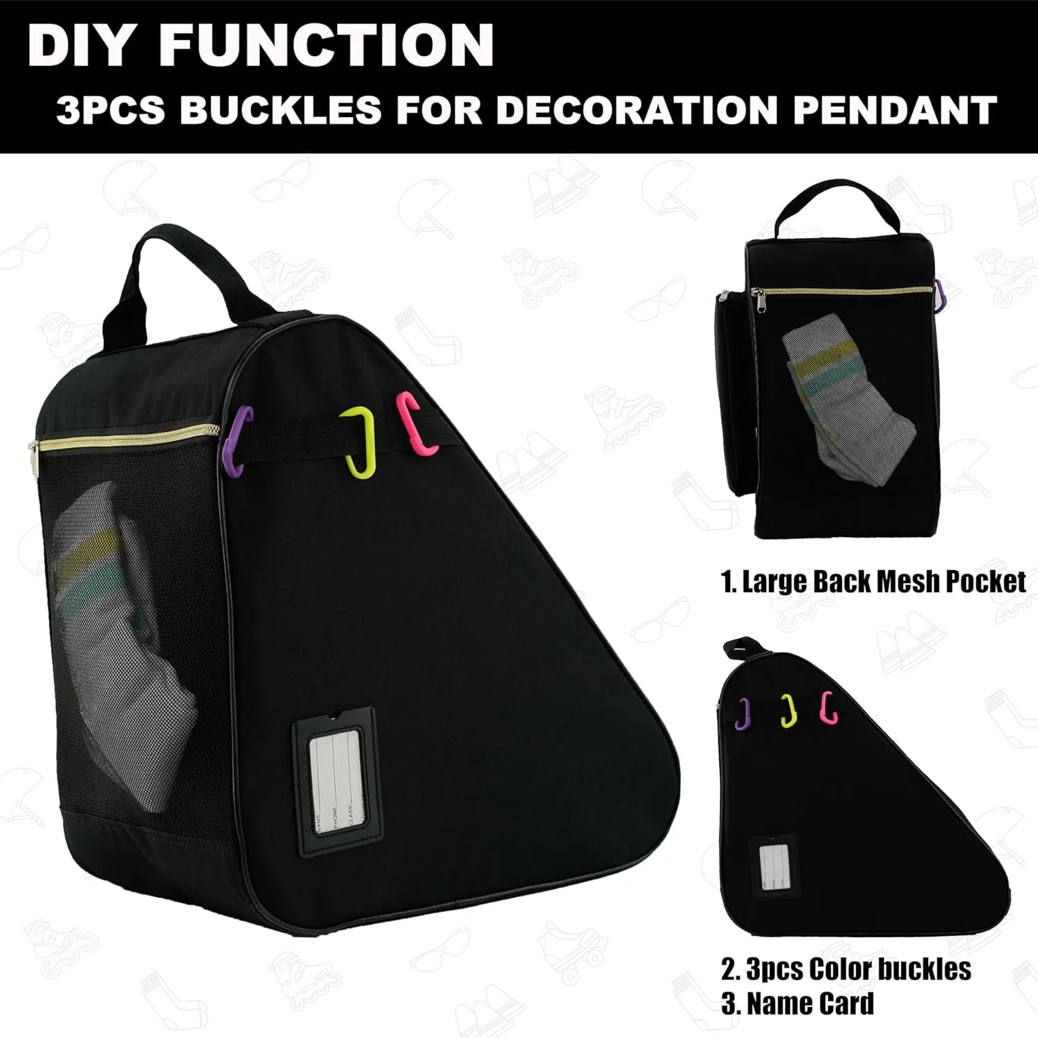 Skate Bag for Ice, Inline, Roller & Quad Skates - Kids & Adults