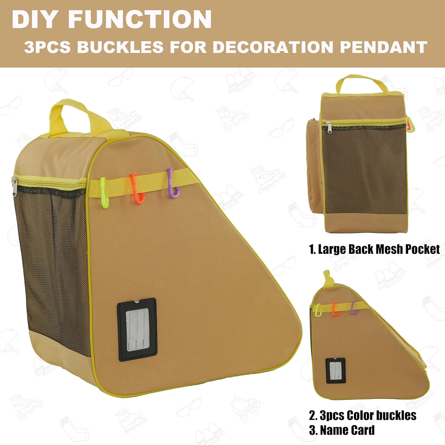 Skate Bag for Ice, Inline, Roller & Quad Skates - Kids & Adults