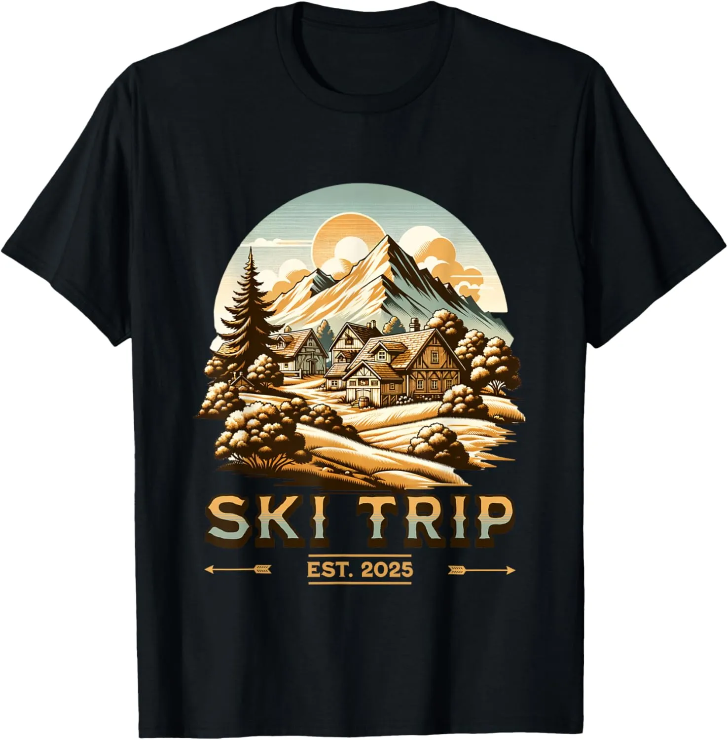 Ski Trip 2025 Men Women Funny Skiing T-Shirt