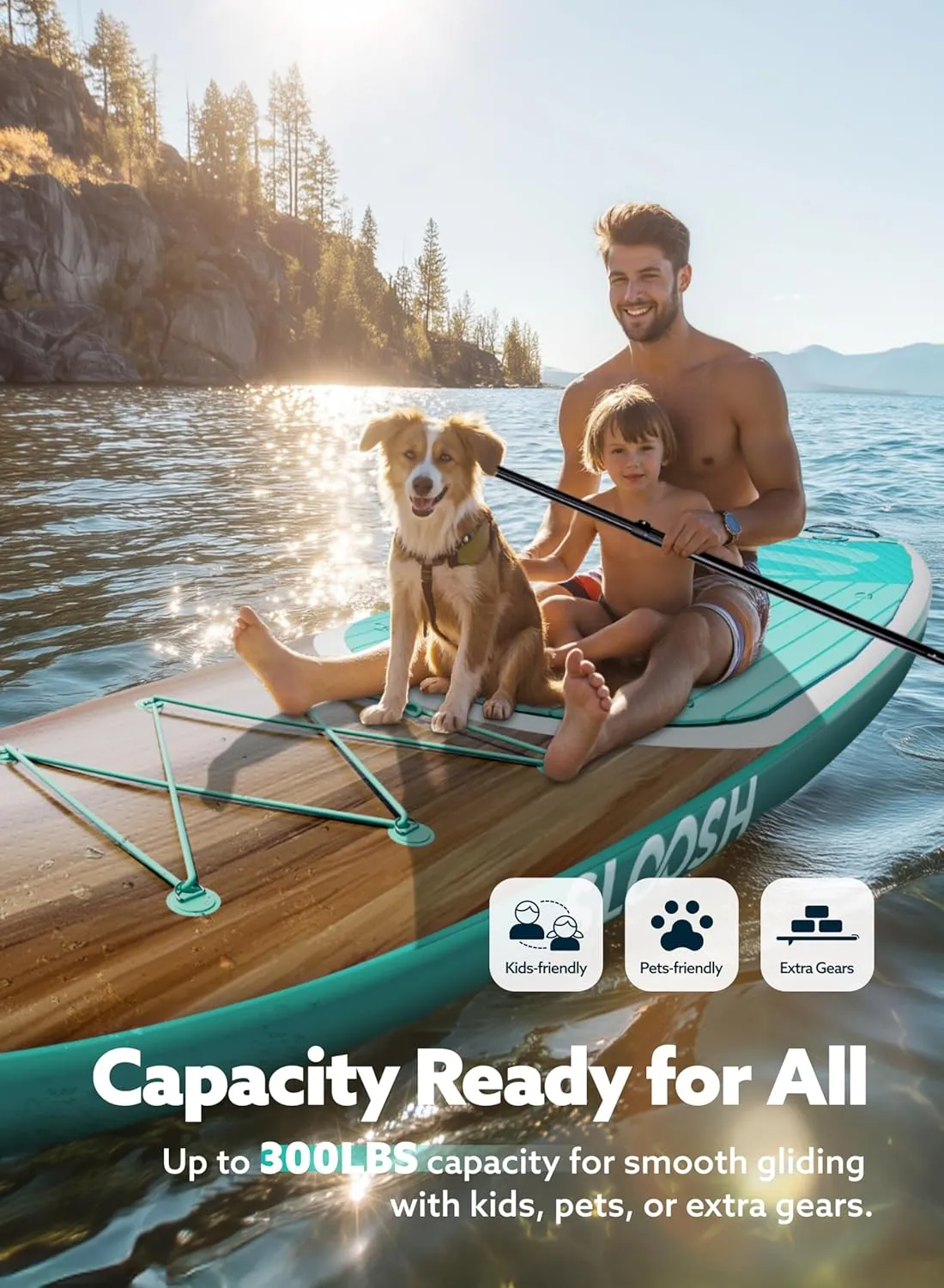 SLOOSH Inflatable Stand Up Paddle Board, 10'6" Paddle Boards with Premium Accessories, Non-Slip EVA Deck, Ultra-Light Carry Bag Pump, Ripple SUP for Youth & Adults of All Skill Levels