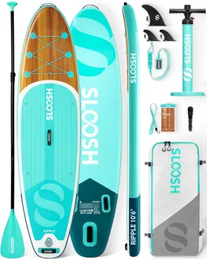 SLOOSH Inflatable Stand Up Paddle Board, 10'6" Paddle Boards with Premium Accessories, Non-Slip EVA Deck, Ultra-Light Carry Bag Pump, Ripple SUP for Youth & Adults of All Skill Levels