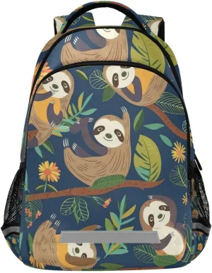 Sloth Forest Animal Flower Backpack Girls Kids Backpacks Boys School Bookbag 3rd 4th 5th Grade Casual Daypack Laptop Shoulder Bag