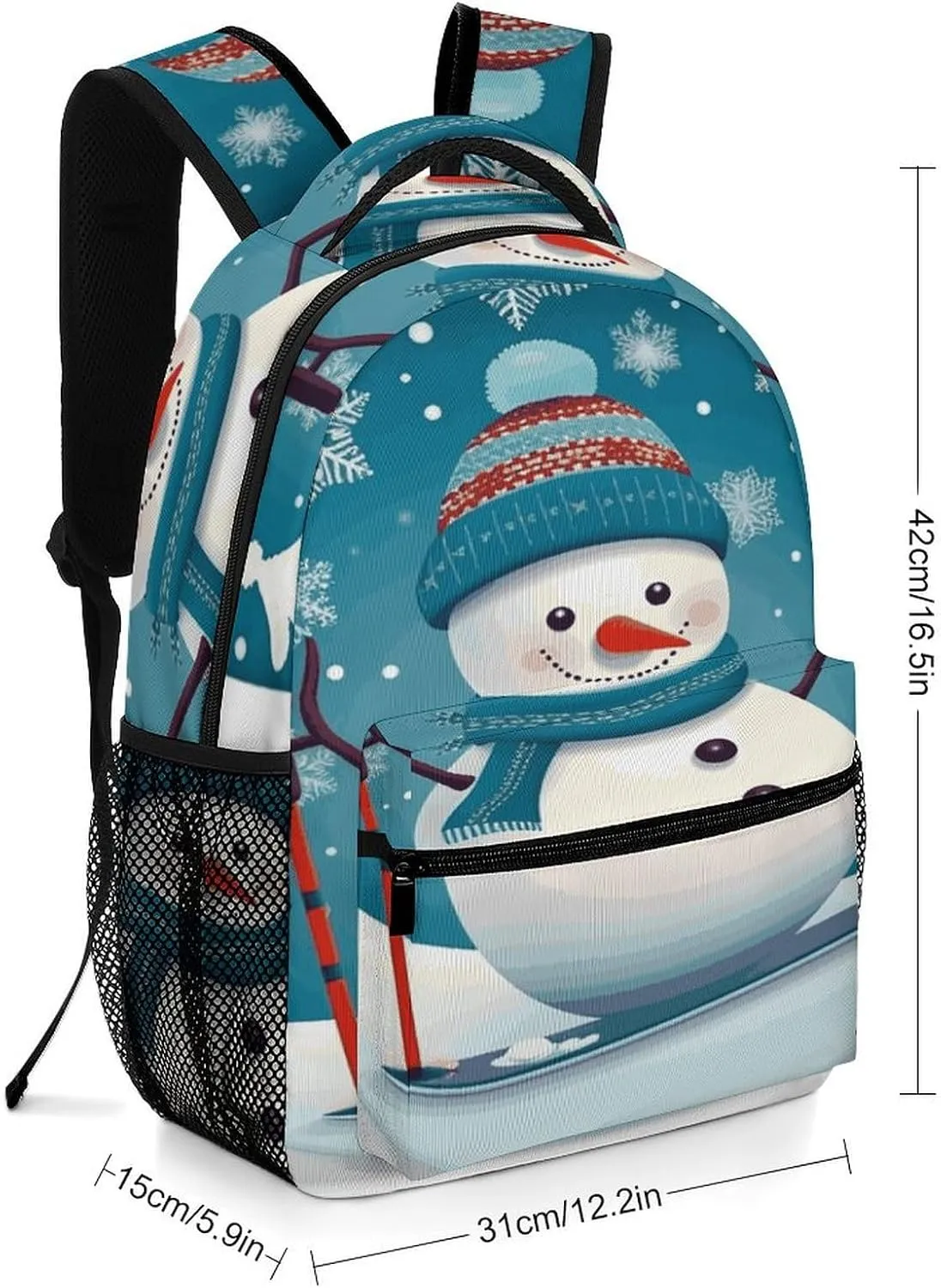 Small Backpacks Personalized Christmas Snowman Printing Travel Bag Lightweight Travel Backpack For Women Men