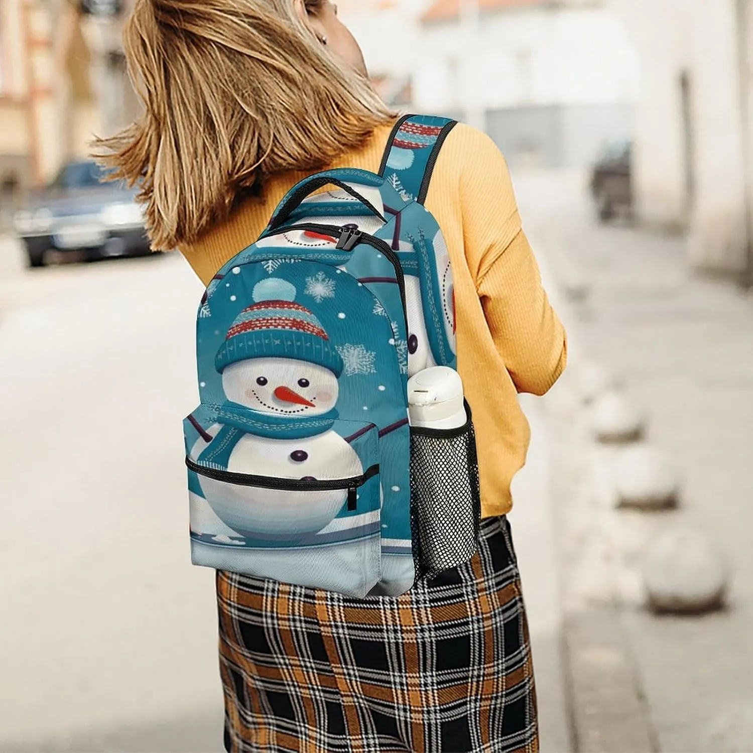 Small Backpacks Personalized Christmas Snowman Printing Travel Bag Lightweight Travel Backpack For Women Men