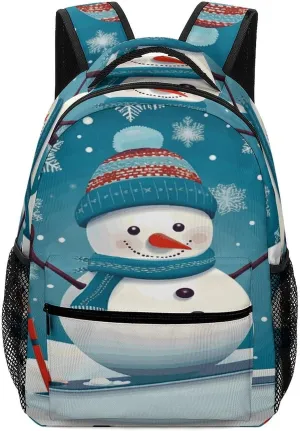 Small Backpacks Personalized Christmas Snowman Printing Travel Bag Lightweight Travel Backpack For Women Men