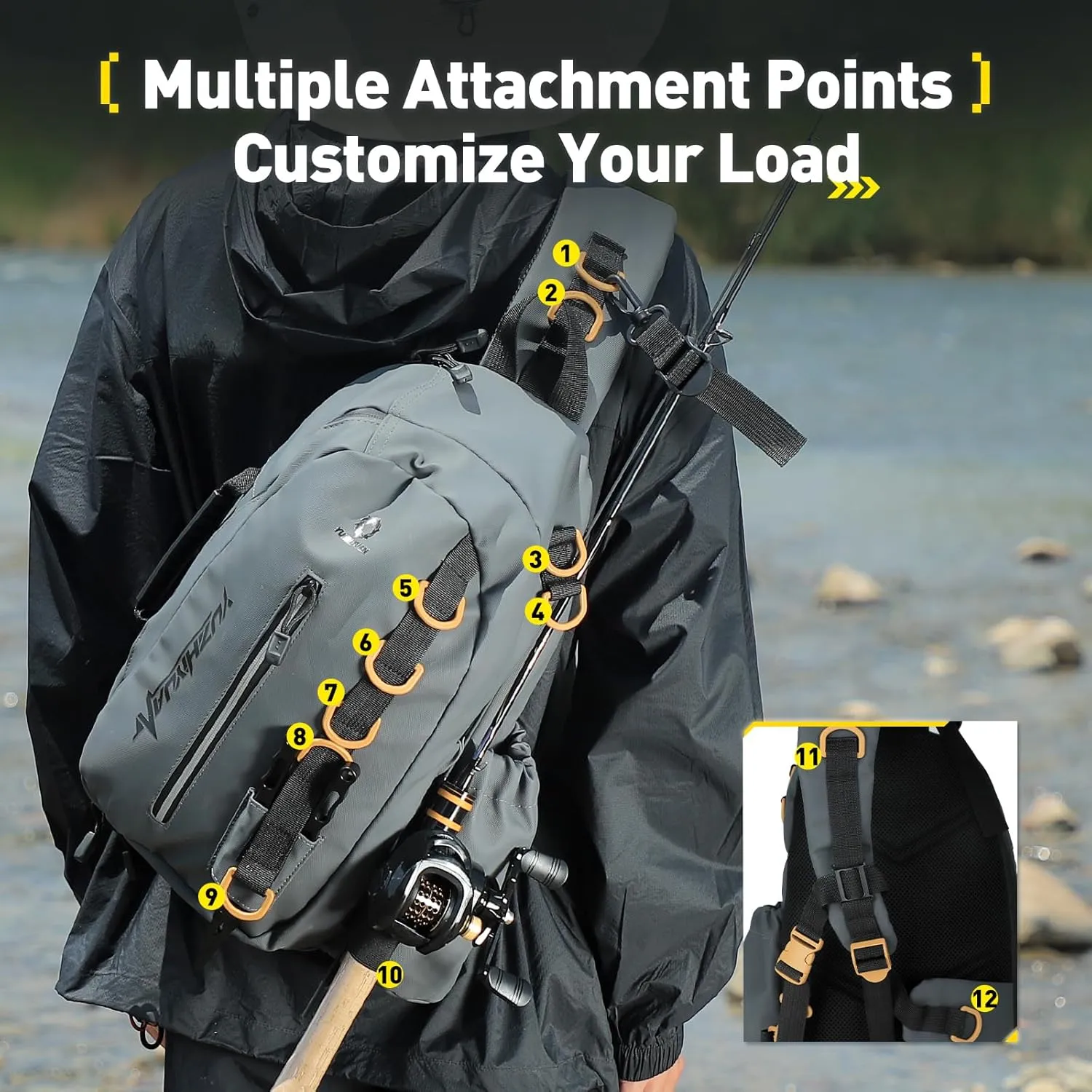 Small Fishing Bag with Rod Strap, Portable & Lightweight, Fish Small Tackle bag – Fits Tackle Boxes & Gear,Move Freely, Cast Smoothly - Fishing Gifts for Men