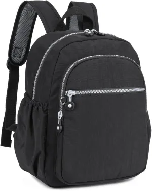 Small Nylon Backpack Mini Casual Daypack Lightweight Backpack for Women (BLACK)