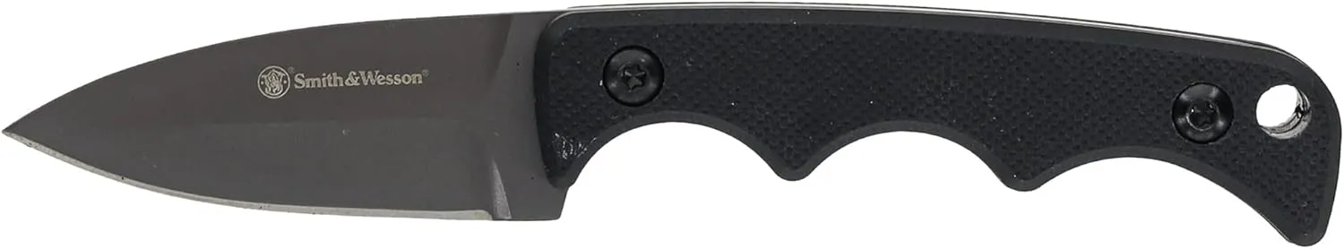 Smith & Wesson H.R.T Spear Point Neck Knife 5.5 in Overall Length with 2 in Blade Length and Breakaway Lanyard,Black