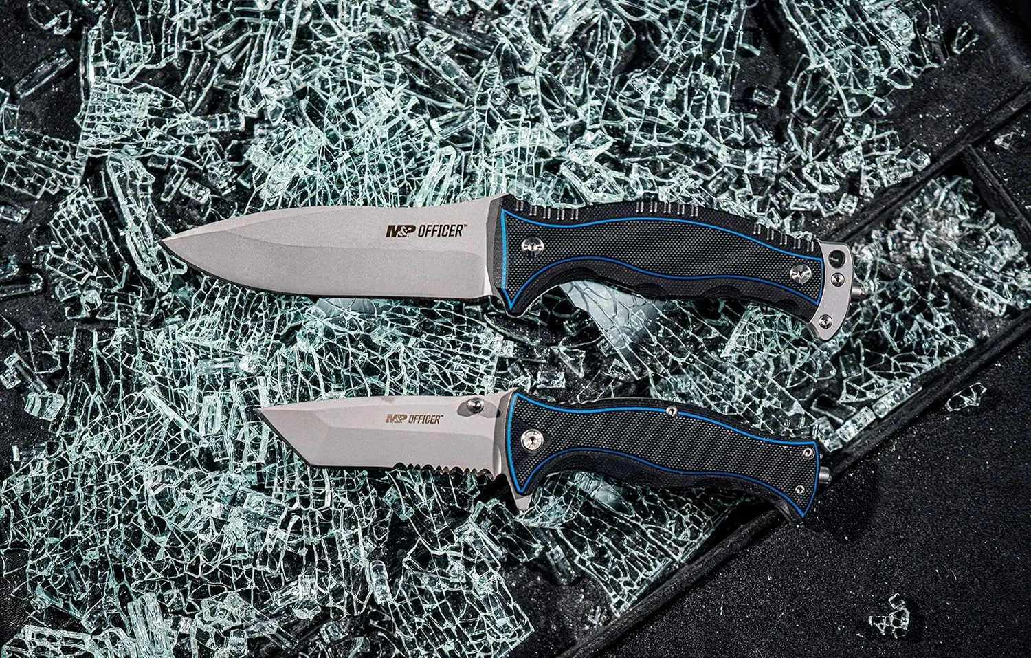 Smith & Wesson M&P Officer 8.5in S.S. Full Tang Fixed Blade Knife with 4in Drop Point, G10 Handle and Glass Break for Outdoor, Tactical, Survival and EDC,Black