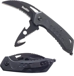 Smith's 51265 Rescue 2-Blade Folding Knife   G10 Rugged Handle – Cord Cutter, Hex Wrench, Hand Saw, Bottle Opener – Slim Design, Flip Open, Pocket Clip – Everyday Carry – Gift for Men