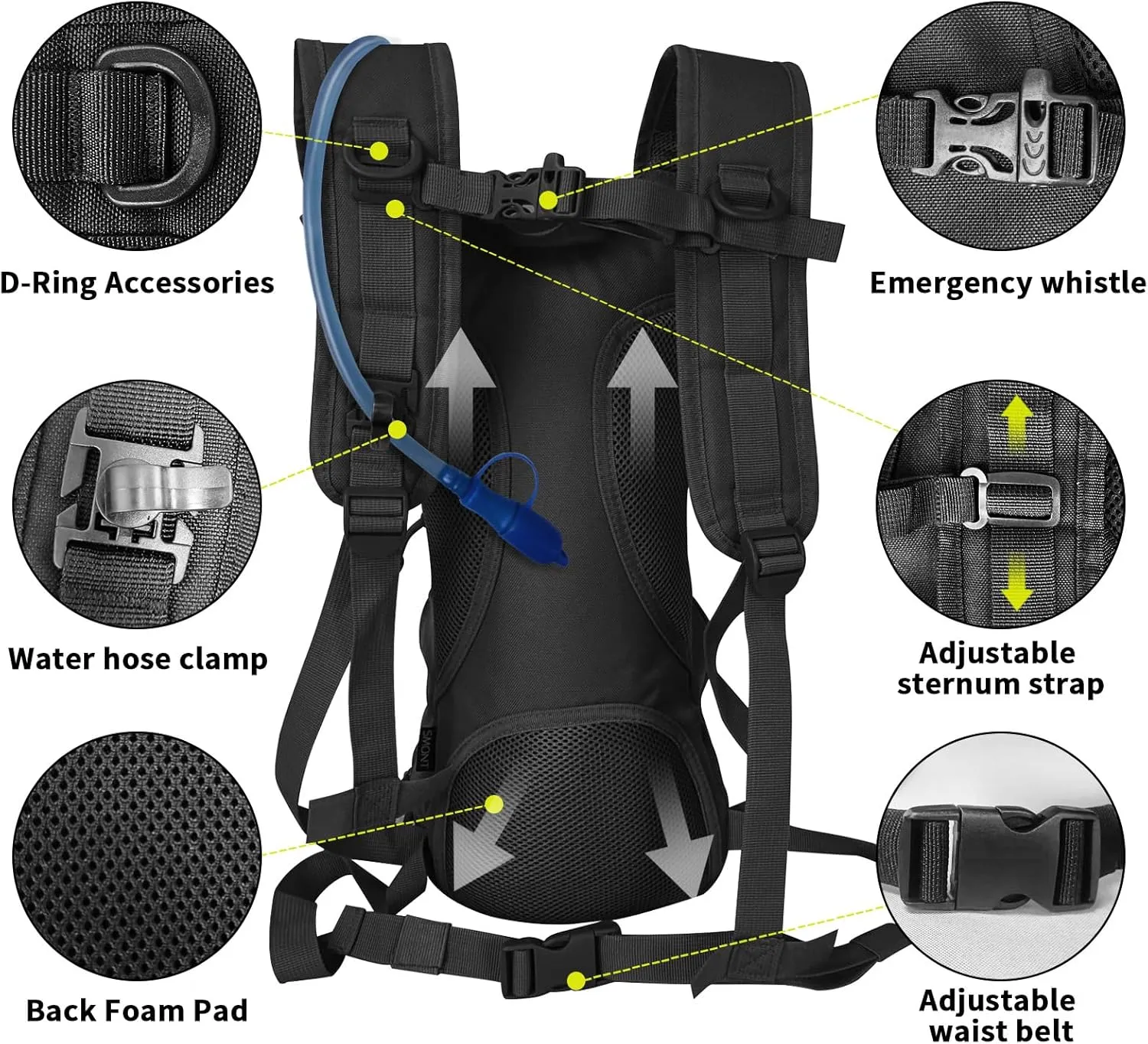 SMONT Tactical Molle Water Hydration Running Backpack - Lightweight with 2.5L Water Bladder for Men Hiking