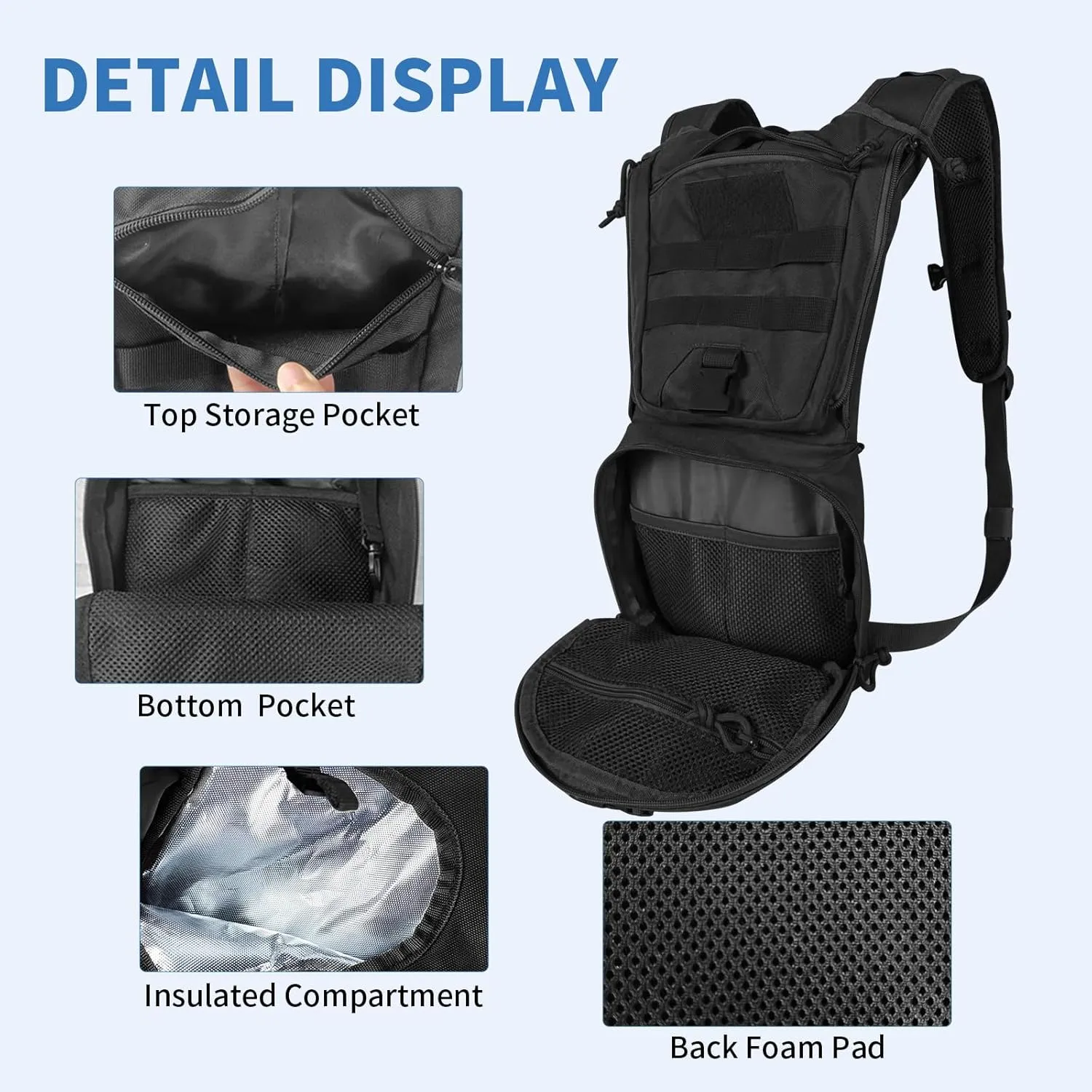 SMONT Tactical Molle Water Hydration Running Backpack - Lightweight with 2.5L Water Bladder for Men Hiking