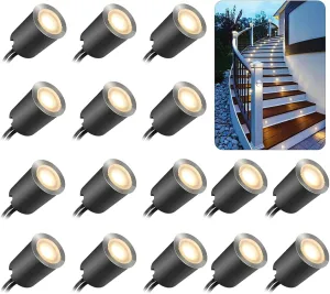 SMY Lighting Recessed LED Deck Light Kits with Protecting Shell φ32mm, In Ground Outdoor LED Landscape Lighting IP67 Waterproof,12V Low Voltage for Garden,Yard Stair,Patio,Floor,Kitchen Decoration