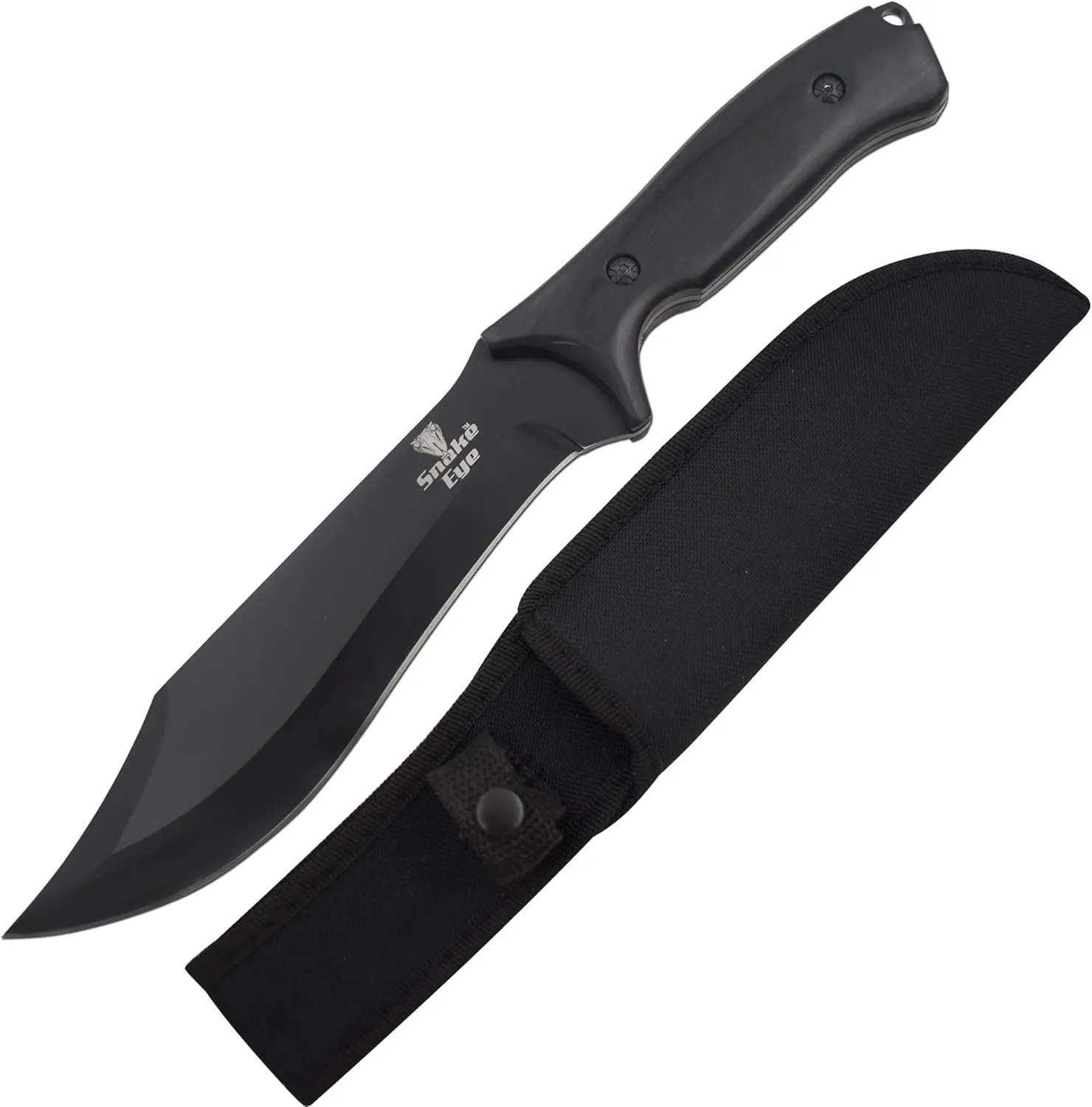Snake Eye Tactical Bushcraft Knife - Fixed-Blade with Sheath - Outdoor Full Tang - Camping & Survival Knife (Black)