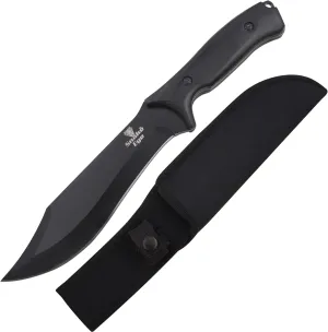 Snake Eye Tactical Bushcraft Knife - Fixed-Blade with Sheath - Outdoor Full Tang - Camping & Survival Knife (Black)