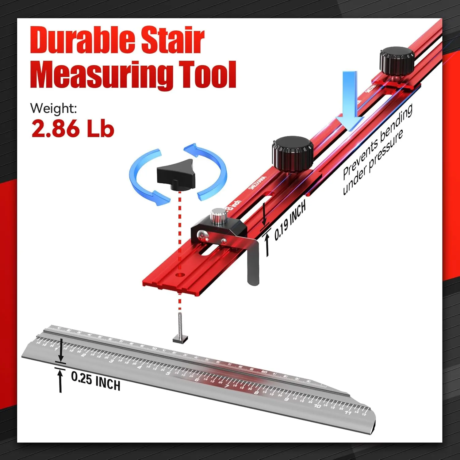 SNEZHANA Stair Tread Template Tool, Multi Purpose Stair Measuring Tool, Stair Tread Gauge, for Accurate Stairs Riser Layouts