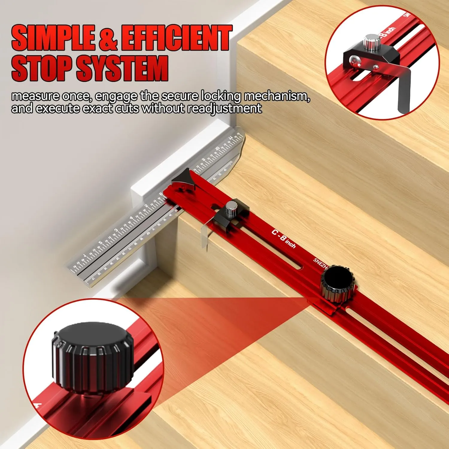 SNEZHANA Stair Tread Template Tool, Multi Purpose Stair Measuring Tool, Stair Tread Gauge, for Accurate Stairs Riser Layouts