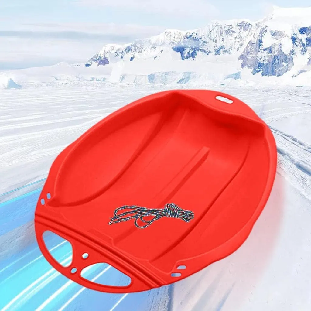 Snow Sleds for Kids Adults, Portable Downhill Sprinter Toboggan Snow Sled with 2 Handles, Plastic Snow Sled for Skiing Sledding Snow Grass Sand Board Outdoor Winter